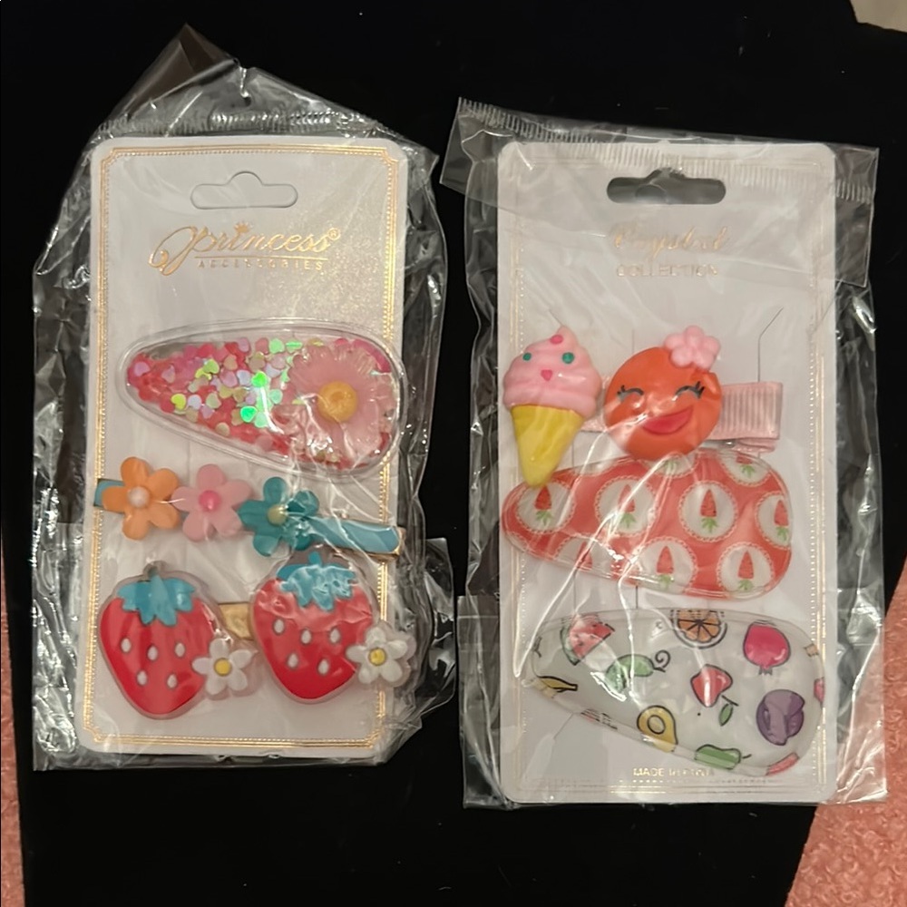 Bundle Pink and Red Hair Accessories Set with Playful Designs